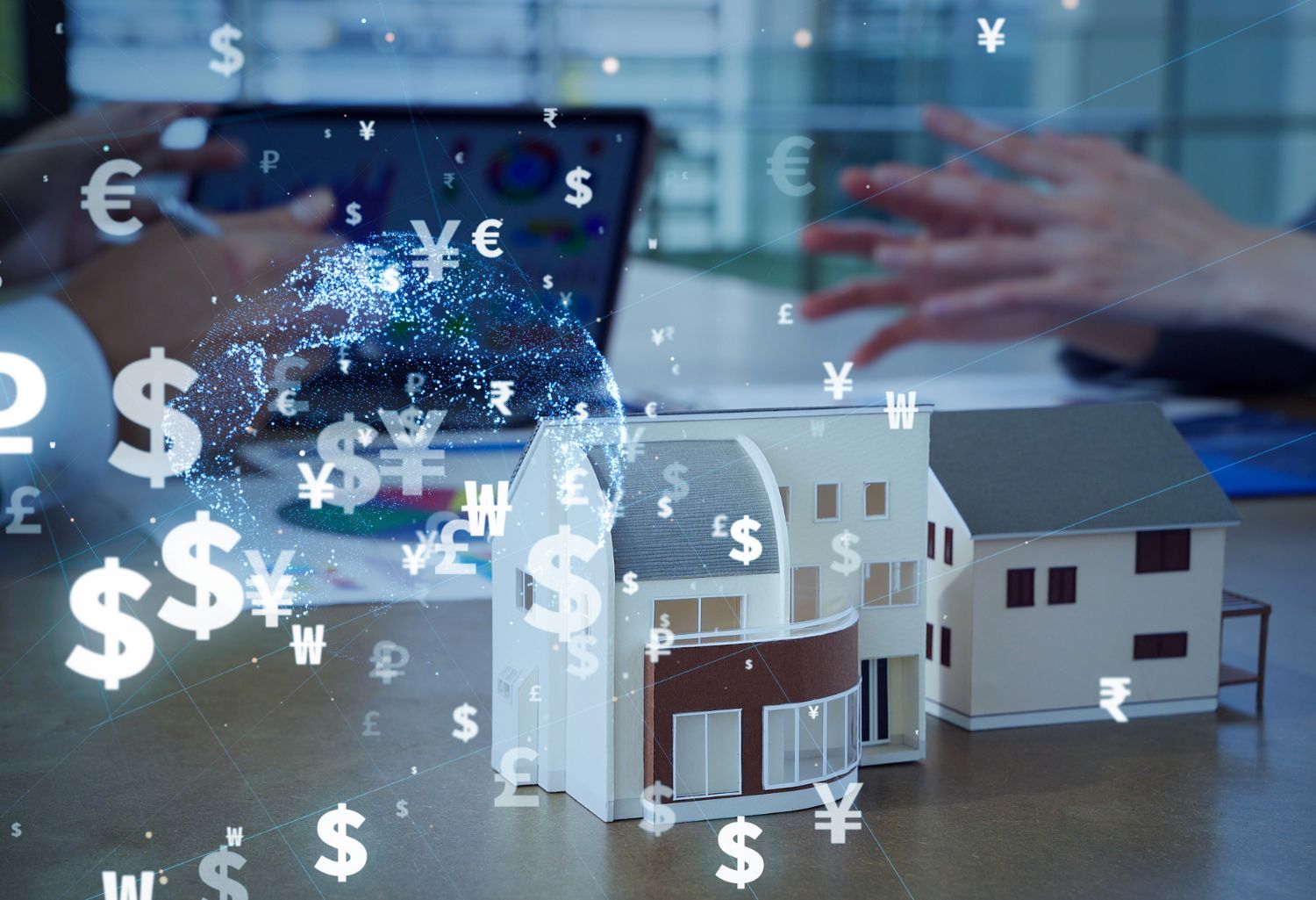 Asset msnsgement concept. Real estate investment. Financial technology. Fintech. Seizing Financial Assets